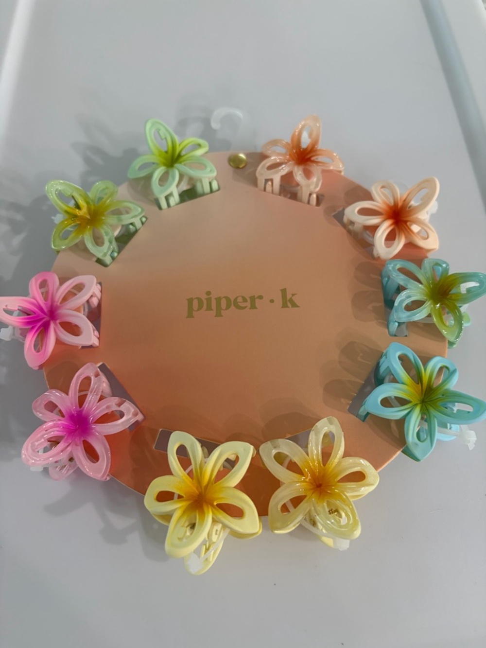 Piper Pastel Flower Clip Set in Pink, Yellow, Green, Blue & Peach